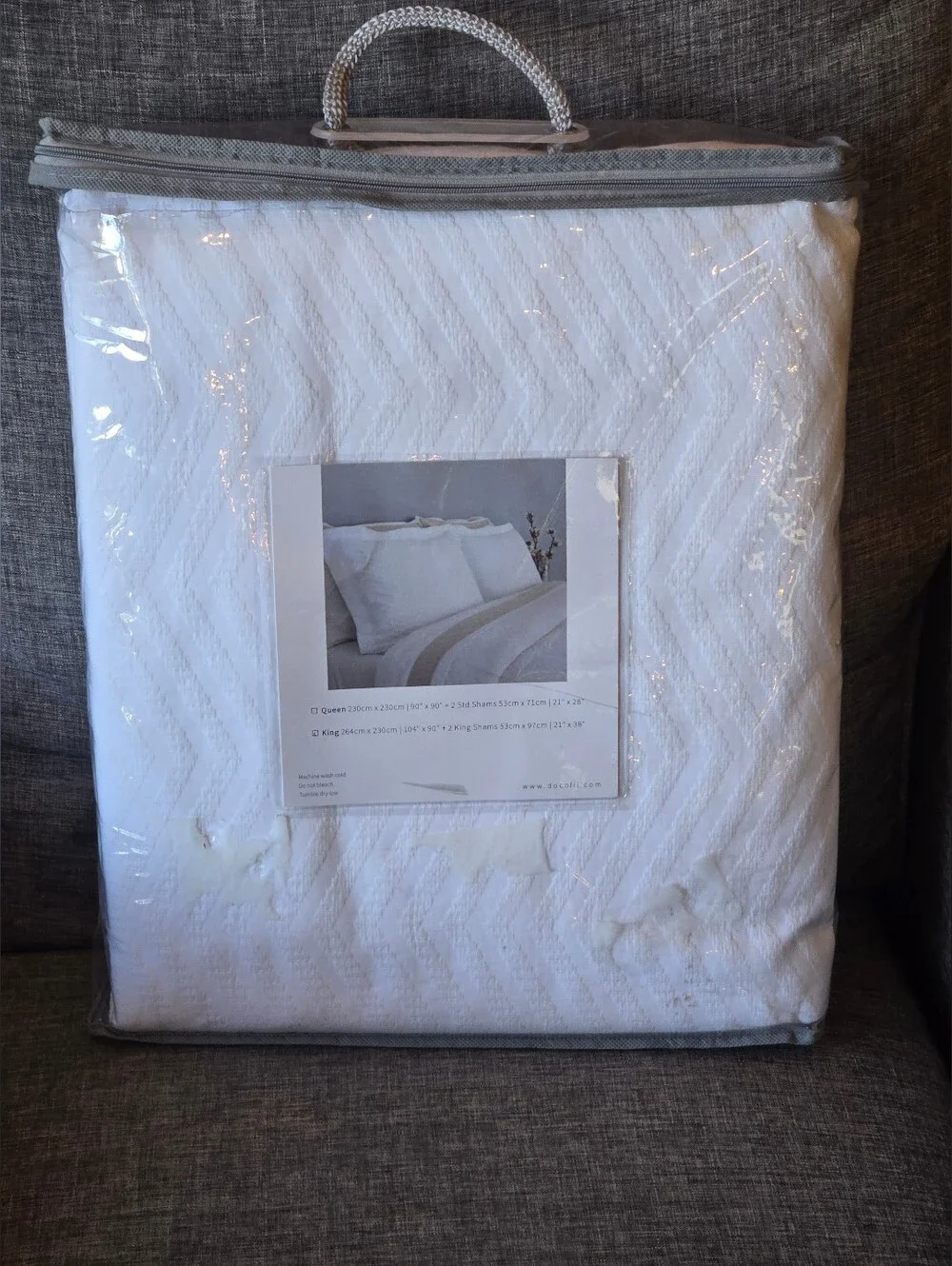 Docofil King Bed 3pc Duvet Set 100% Cotton by Docofil / Portugal White